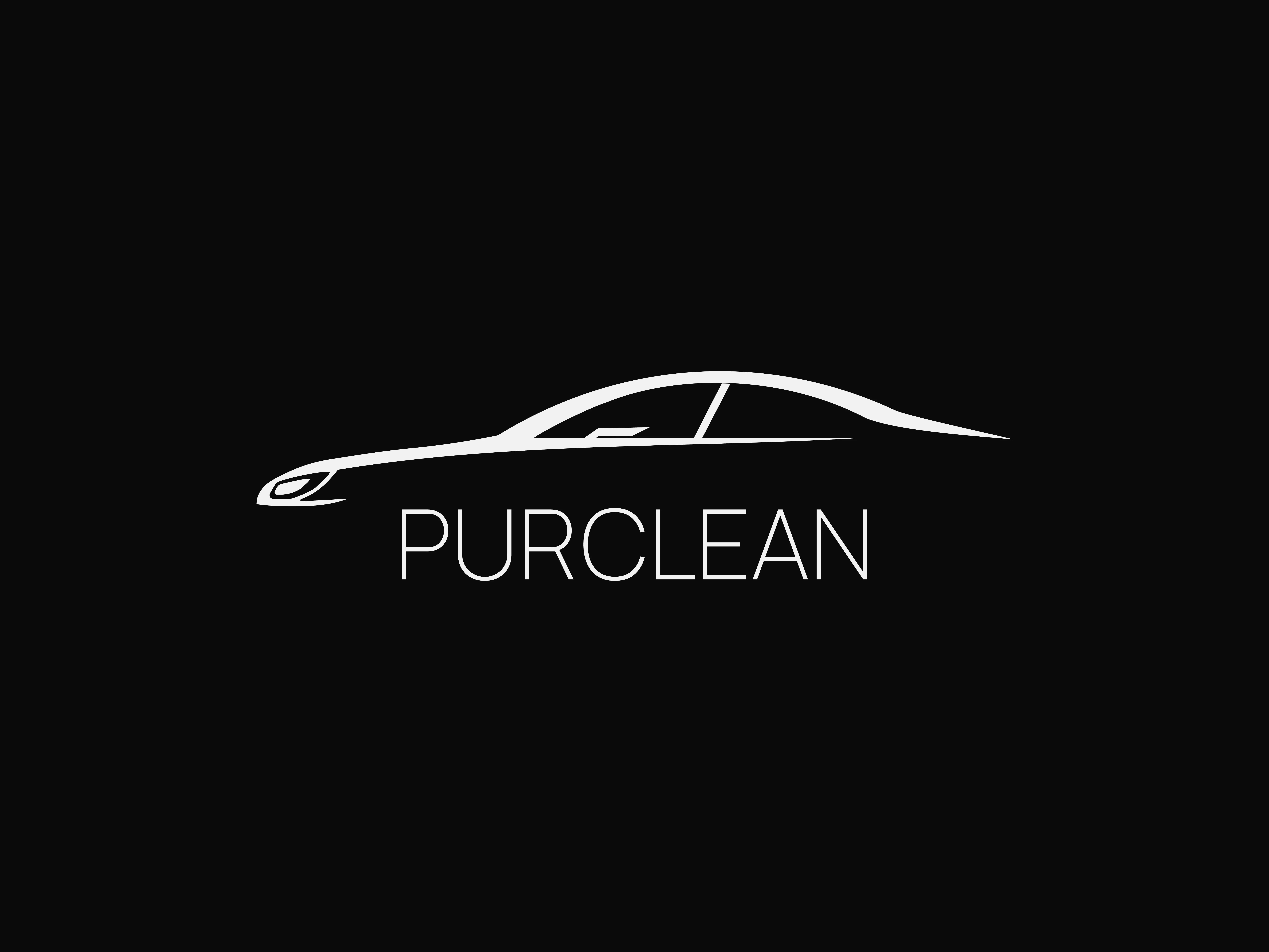 Logo Purclean : une voiture tracée d’un seul trait blanc